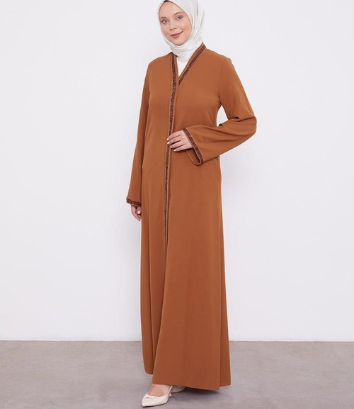 Camel Önü Taşlı Ferace