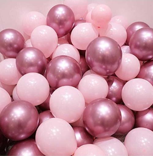 Krom Pembe ve Makaron (pastel) Pembe Renk 15 li Balon