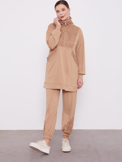 Camel Dantel Detay Spor Takım