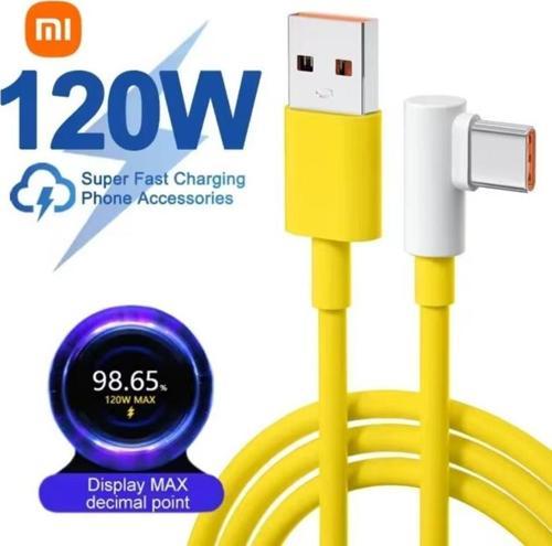 Xiaomi-Samsung-Huawei Uyumlu  120W 6A Usb Type C Orjinal Kutu Çıkması 1 Metre SARI