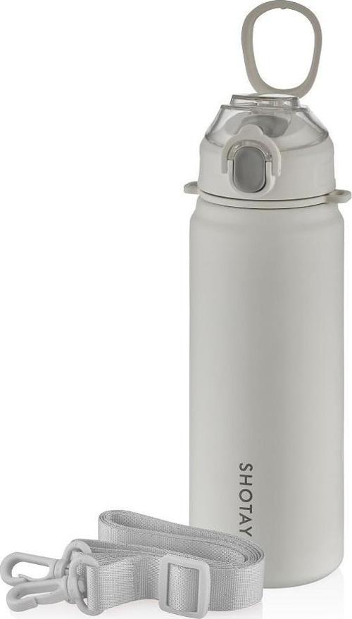 ST-8228 750ml Beyaz Pipetli Şeffaf Kapaklı Çelik Termos