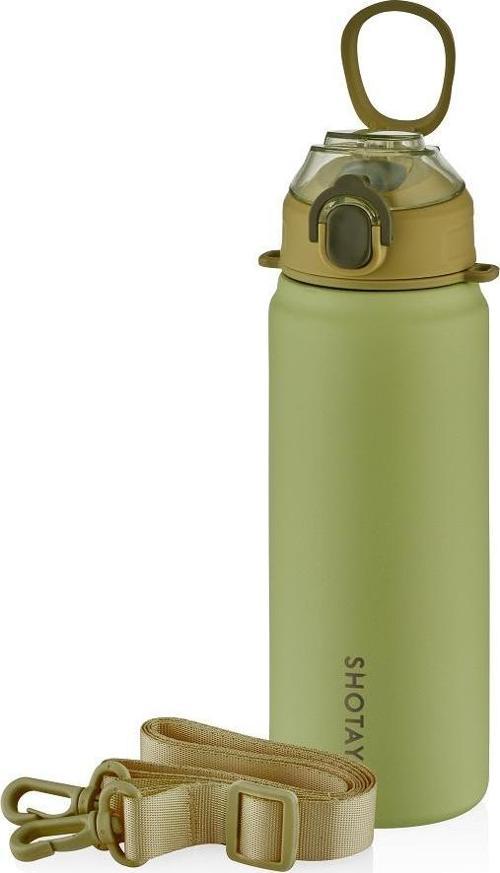 ST-8228 750ml Yeşil Pipetli Şeffaf Kapaklı Çelik Termos