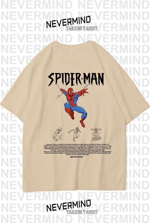 Nevermınd Unisex Spider-Man-2 Özel Tasarım Baskılı %100 Pamuk Oversize Tshirt