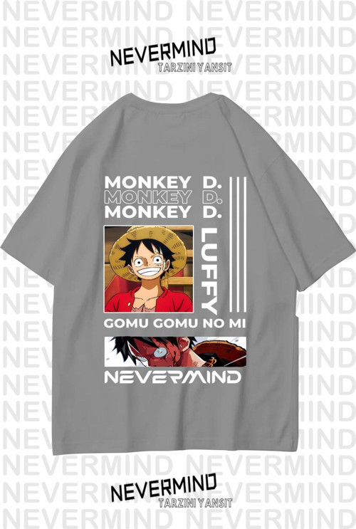 Nevermınd Unisex Kadın Erkek Monkey D. Özel Tasarım Baskılı Oversize Tshirt