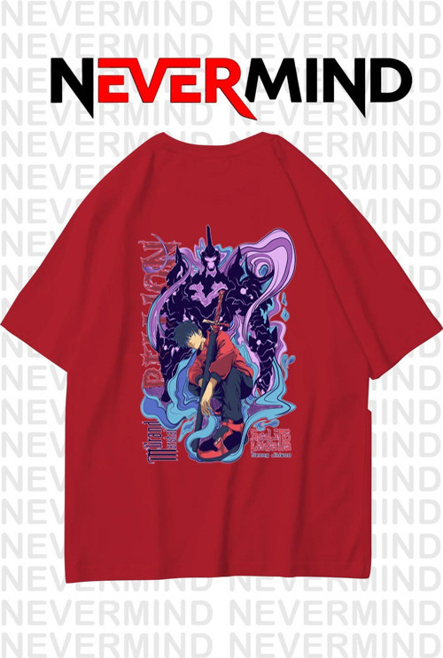 Nevermınd Unisex Solo Leveling Baskılı %100 Pamuk Oversize Tshirt