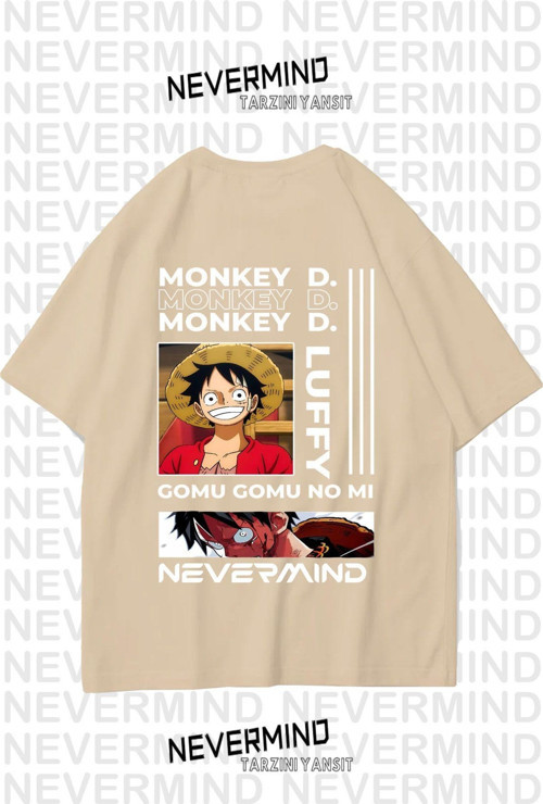 Nevermınd Unisex Kadın Erkek Monkey D. Özel Tasarım Baskılı Oversize Tshirt