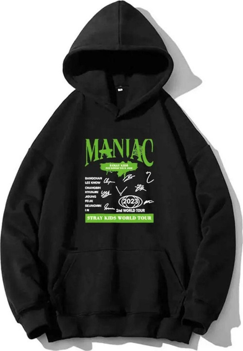 Nevermınd Unisex Maniac Baskılı Oversize Baskılı Kapşonlu Sweatshirt 3 Iplik