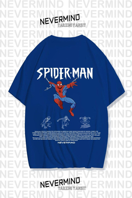 Nevermınd Unisex Spider-Man-2 Özel Tasarım Baskılı %100 Pamuk Oversize Tshirt