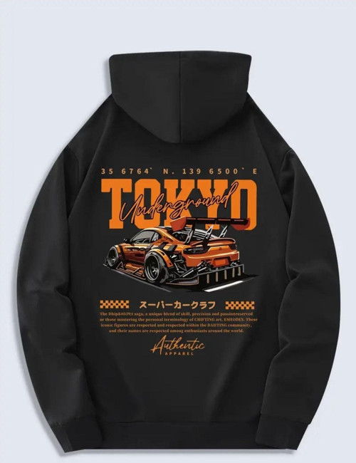 Nevermınd Unisex Tokyo Underground Baskılı Oversize Baskılı Kapşonlu Sweatshirt 3 Iplik