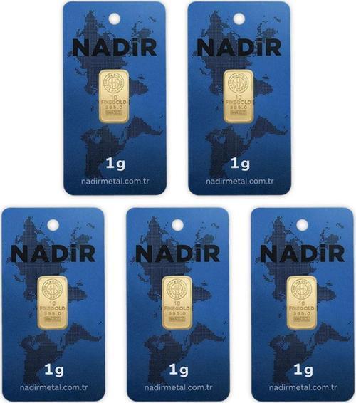 5 Adet 1 gr 24 Ayar NadirGold Gram Altın (Dikdörtgen)