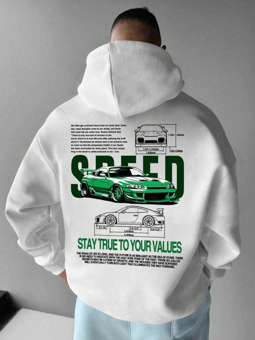 Nevermınd Unisex Speed Yarış Stay Baskılı Oversize Baskılı Kapşonlu Sweatshirt 3 Iplik