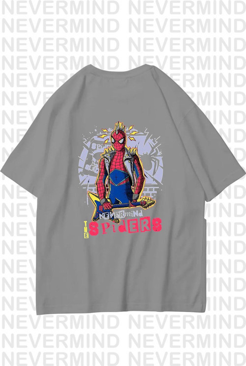 Nevermınd The Spiders Yazılı Tişört, Erkek-Kadın Oversize Spider-Man Baskılı T-Shirt