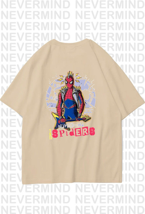 Nevermınd The Spiders Yazılı Tişört, Erkek-Kadın Oversize Spider-Man Baskılı T-Shirt