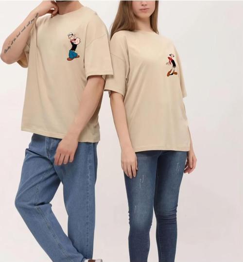 Unisex Kadın Erkek Temel&Safinaz Baskılı Sevgili Çift Kombini Tasarım Oversize T-Shirt 2'Li Set