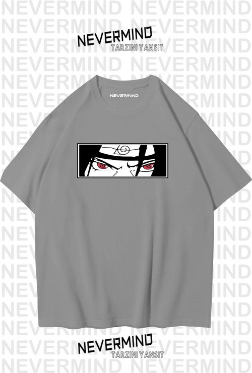 Nevermınd Unisex Kadın Erkek Uchiha İtachi Sharingan Eyes Özel Tasarım Baskılı Oversize Tshirt