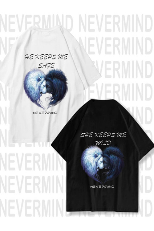 He Keeps Me Safe / She Keeps Me Wild – Unisex Çift Tişörtü 2'li