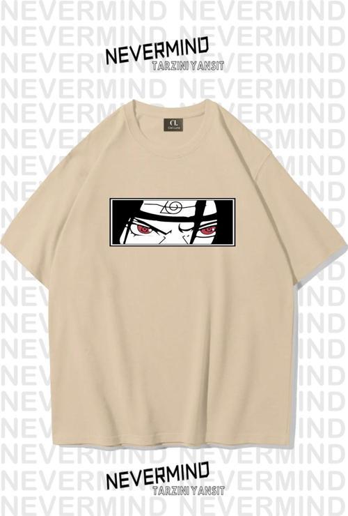 Unisex Kadın Erkek Uchiha İtachi Sharingan Eyes Özel Tasarım Baskılı  Oversize Tshirt