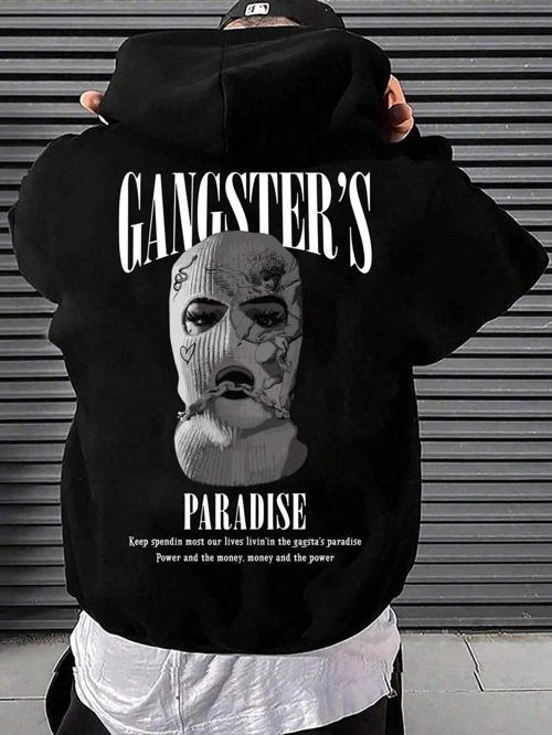 Unisex Gangster'S Paradise Baskılı Oversize Baskılı Kapşonlu Sweatshirt 3 Iplik