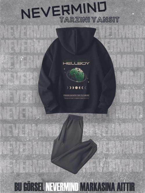 Eşofman Takımı Sweatshirt Jogger - Oversize Pamuk Hellboy Baskılı Sweatshirt-Jogger Alt