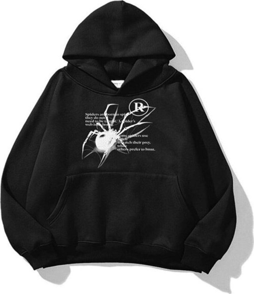 Nevermınd Unisex Spider R Sweatshirt Hoodie Siyah