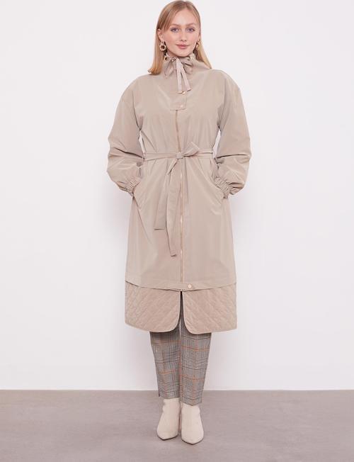 Camel Kurdale Yaka Detay Trençkot