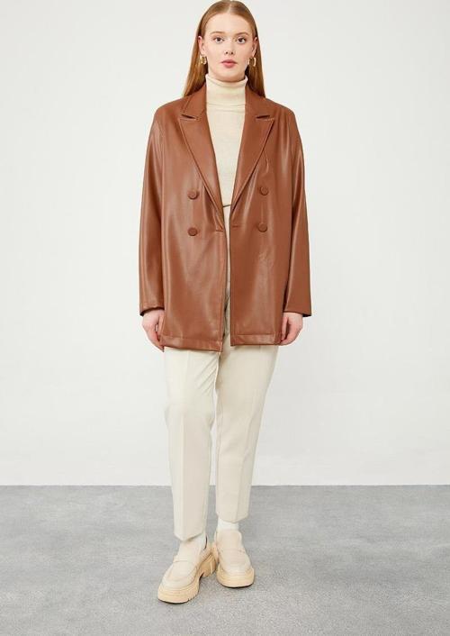 Taba Blazer Deri Ceket