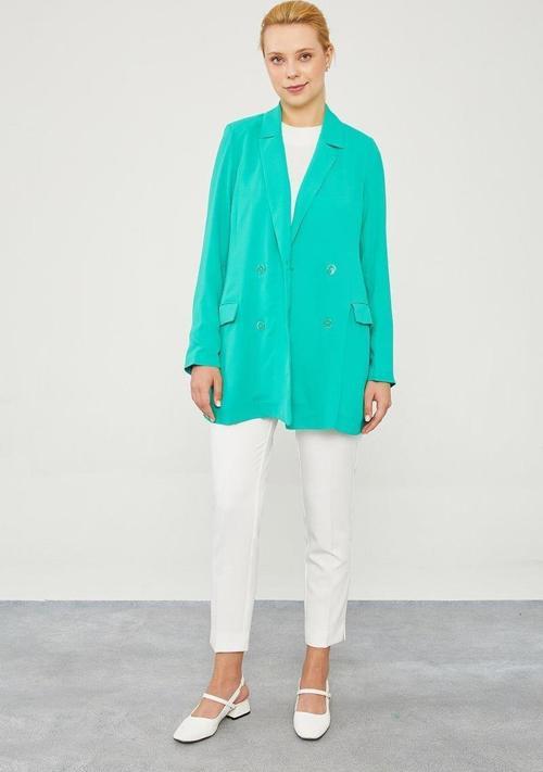 Benetton Astarı Çizgili Blazer Ceket