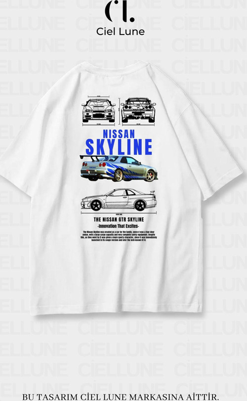 Nevermınd Unisex Kadın Erkek Hızlı Ve Öfkeli Skyline Sırt Baskılı Özel Tasarım Oversize T-Shirt