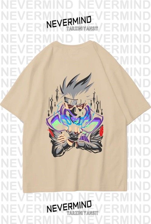 Nevermınd Unisex Kadın Erkek Naruto Kakashi Özel Tasarım Baskılı Oversize Tshirt