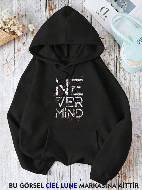 Unisex Baskılı Oversize Baskılı Kapşonlu Sweatshirt 3 Iplik