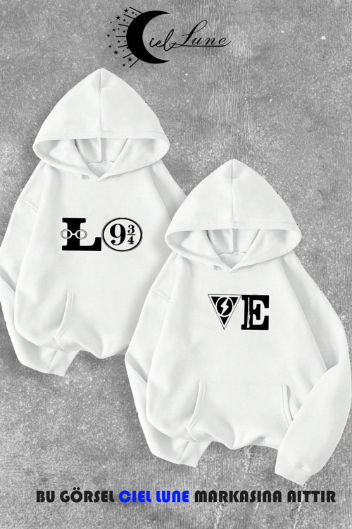 Nevermınd Sevgili Çift Kombin Lo Ve Baskılı Kapüşonlu Sweatshirt 2Li Set Takım 3 İplik