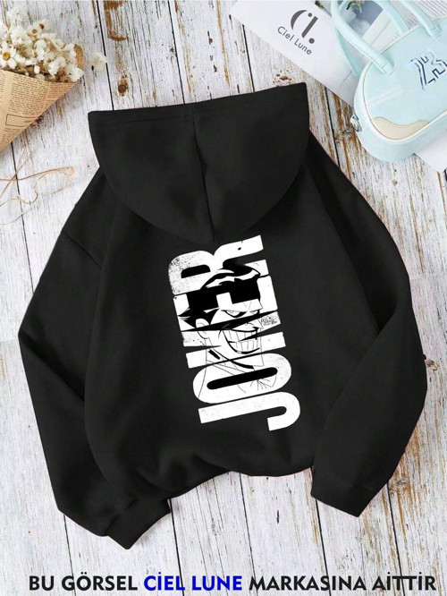 Nevermınd Unisex Joker Sırt Baskılı Oversize Baskılı Kapşonlu Sweatshirt 3 Iplik
