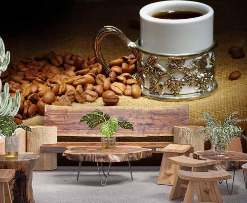 Fincanda Kahve Cafe Duvar Kağıdı Baskı