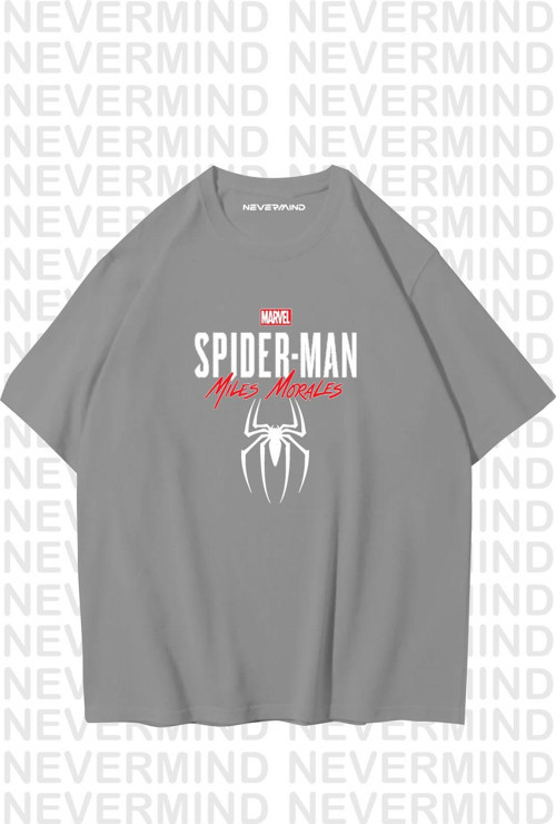 Nevermınd Unisex Miles Morales Özel Tasarım Baskılı Oversize Tshirt Pamuk