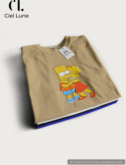 Nevermınd Unisex Kadın Erkek Simpsonlar Baskılı Özel Tasarım Oversize T-Shirt
