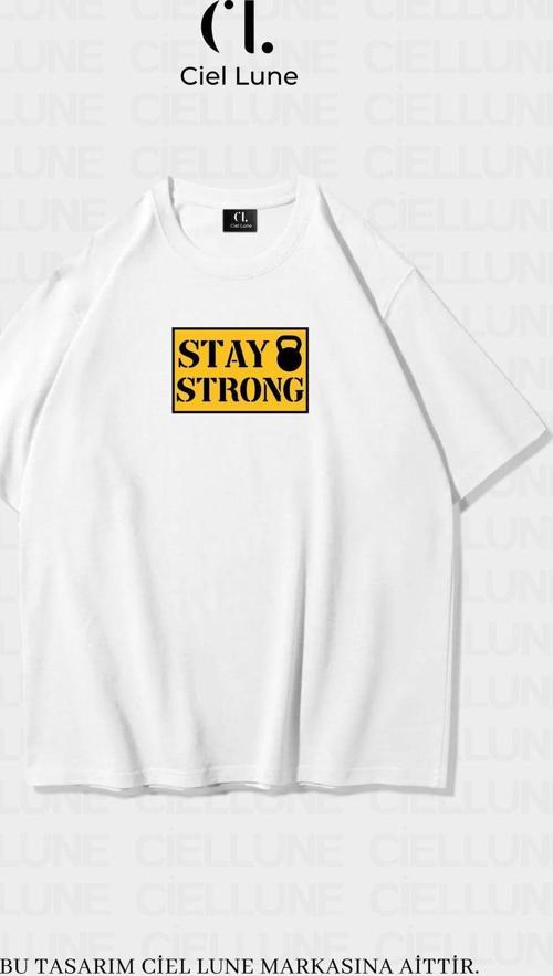 Unisex Kadın Erkek Stay Strong Baskılı Özel Tasarım Oversize T-Shirt
