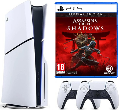 Playstation 5 slim Cdli  + 2.kol Dualsense + Assasin's Creed Shadows ( İthalatçı Garantili)