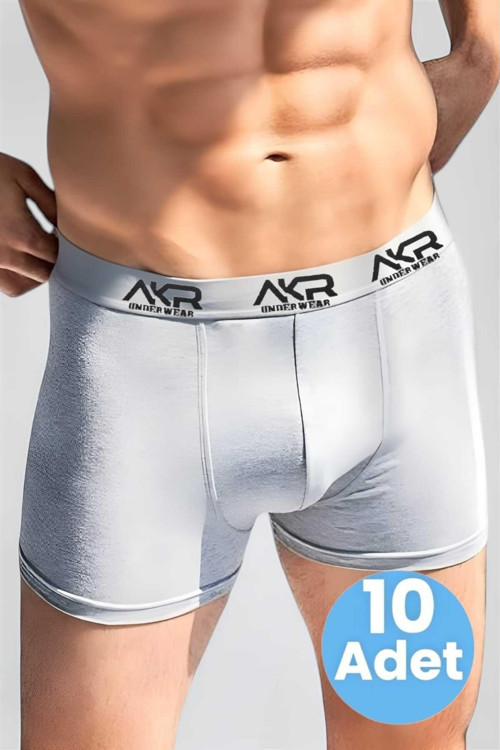 Erkek Likralı 10'Lu Boxer Gri 2XL