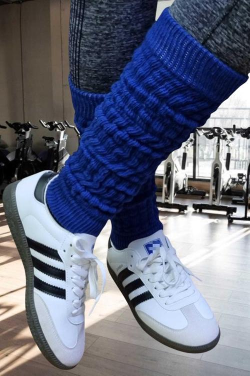 Kadın Dört Mevsim Ayaksız Triko Tozluk Saks Mavisi