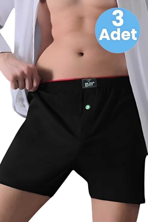 Erkek Pamuklu 3'Lü Havlu Bel Boxer Siyah S