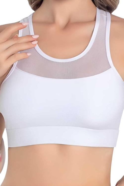 Kadın Büstiyer Kadın Tül Detaylı Crop Beyaz L-XL