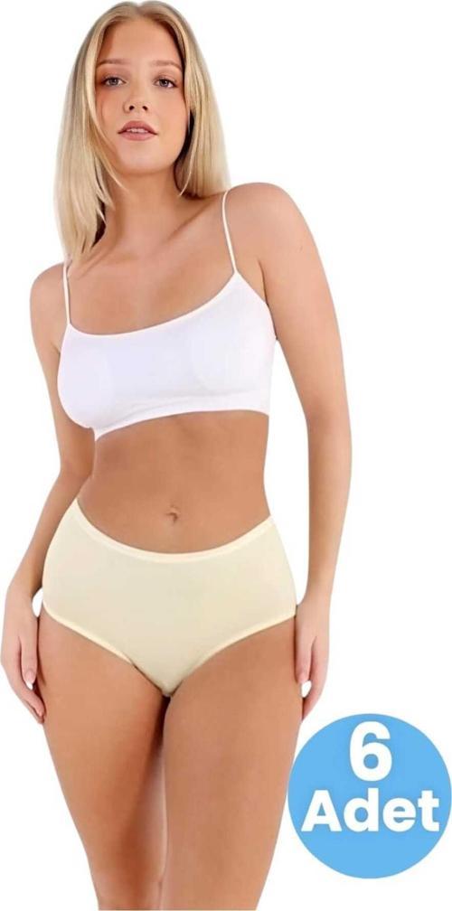 Kadın Pamuklu Penye Süprem Kumaş Bato Külot Kadın Bato Külot 6 Adet Sarı L-XL