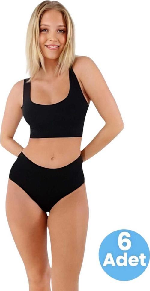 Kadın Pamuklu Penye Süprem Kumaş Bato Külot Kadın Bato Külot 6 Adet Siyah L-XL