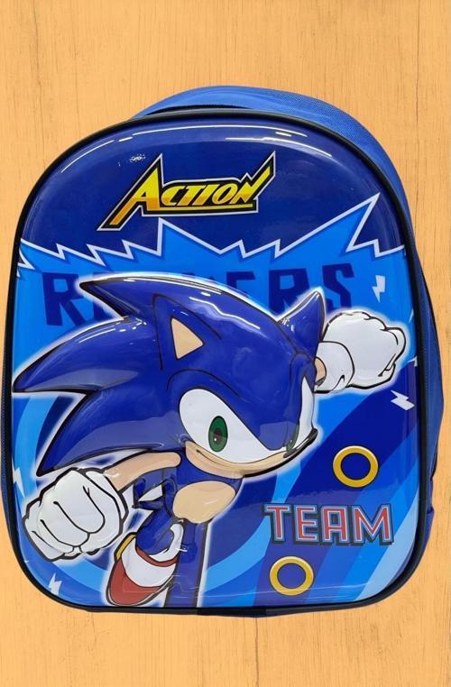 Anaokulu Çocuk Sırt Çantası Kirpi Sonic Karakter 3-6 Yaş 5D Kabartmalı Sırt Çantası Ve Okul Çantası Mavi