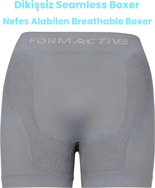 Erkek Dikişsiz/Seamless Nefes Alabilen Boxer Gri L-XL