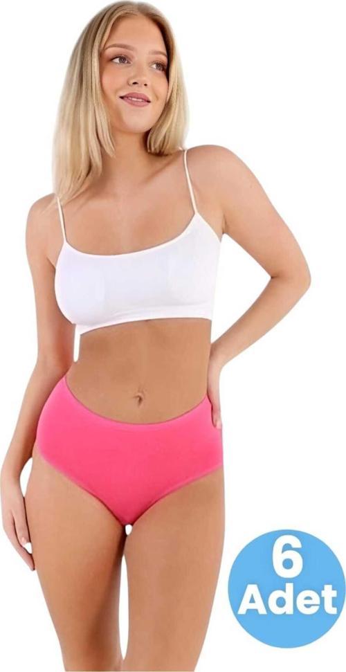 Kadın Pamuklu Penye Süprem Kumaş Bato Külot Kadın Bato Külot 6 Adet Fuşya S-M