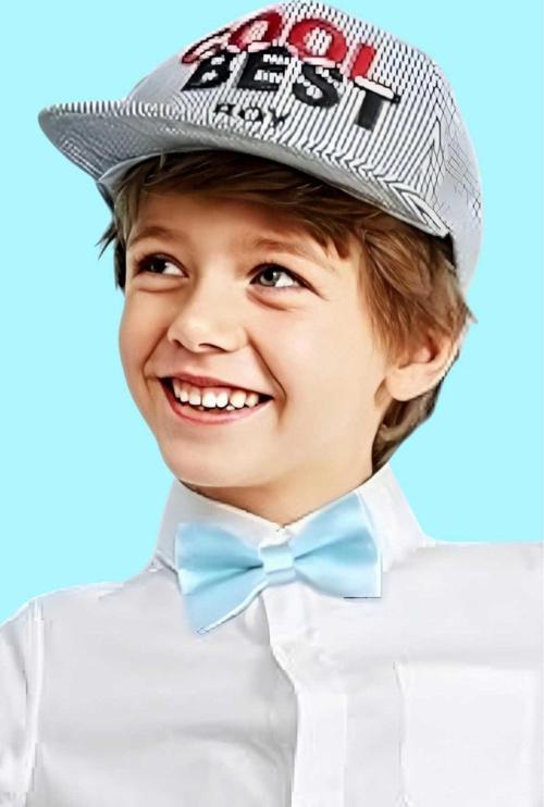 Erkek Çocuk Düz Renk Saten Papyon Bebe Mavisi