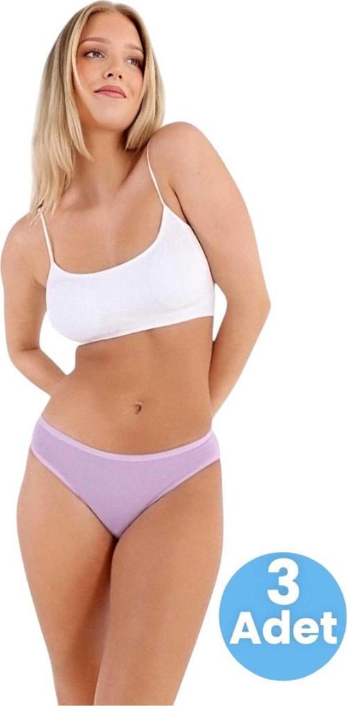 Kadın Pamuklu Penye Süprem Kumaş Bikini Külot Kadın Bikini Külot 3 Adet Lila L-XL