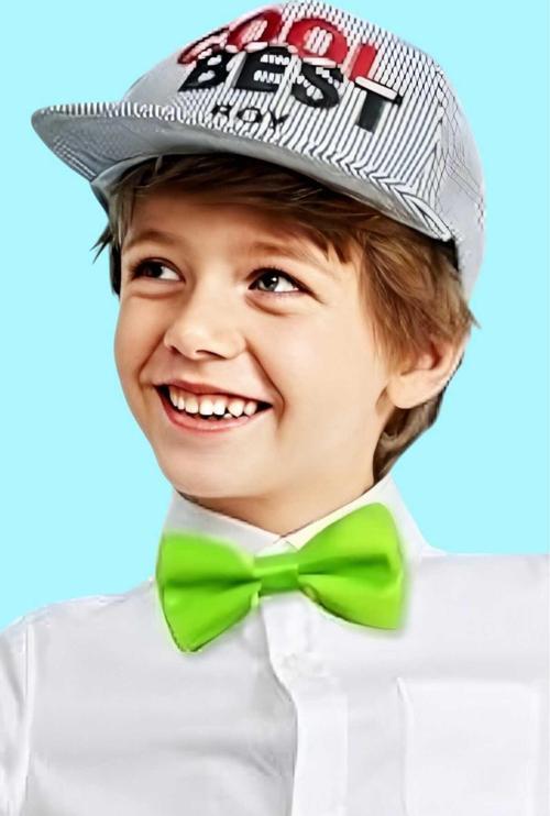 Erkek Çocuk Düz Renk Saten Papyon Fıstık Yeşili