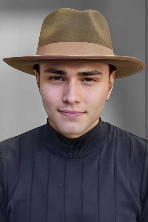 Erkek Panama Kaşe Biyeli Fötr Şapka Koyu Kahverengi